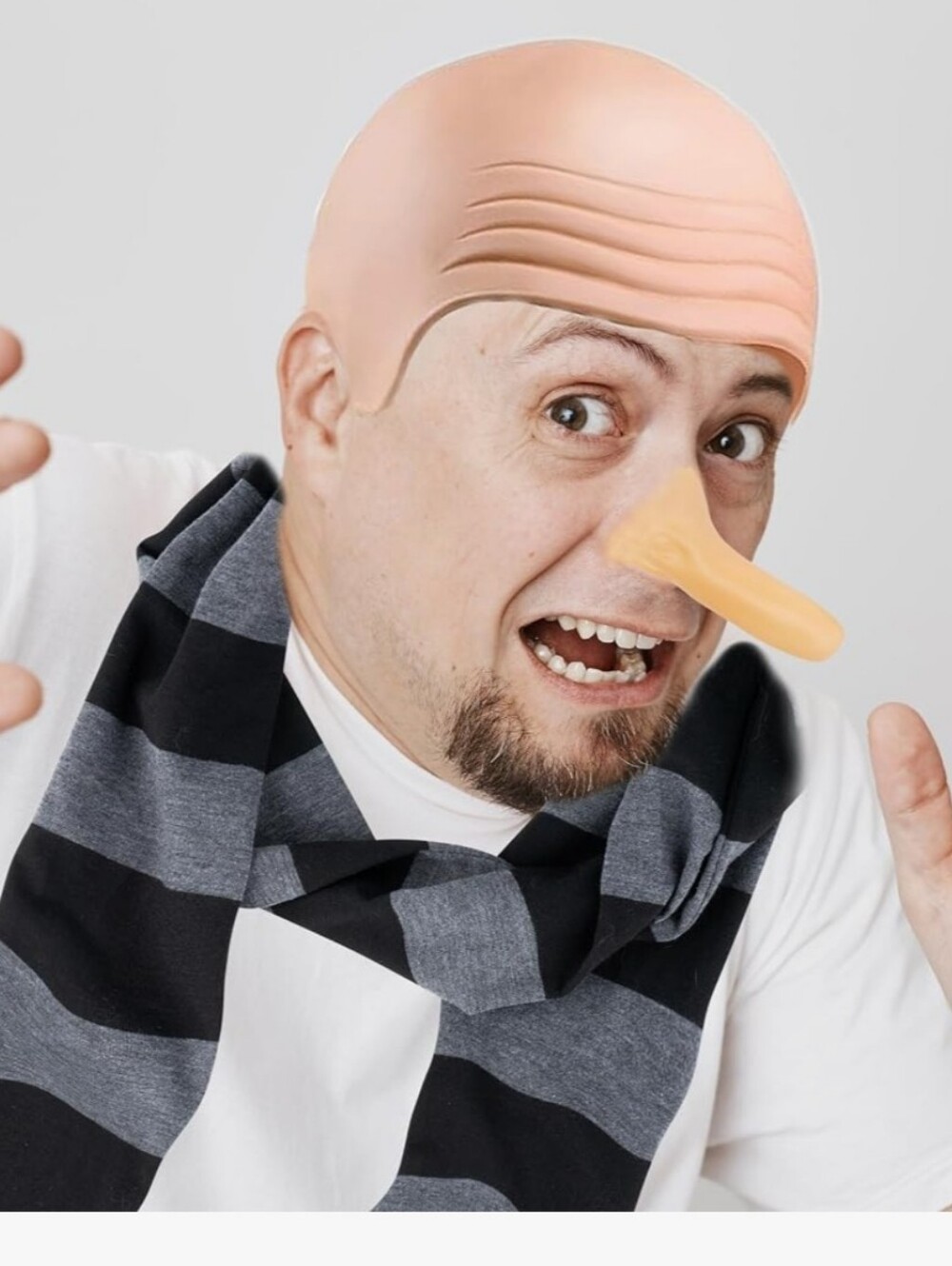 3Pcs Adult Costume Set Scarf Fake Nose Bald Wig Cosplay Halloween Party